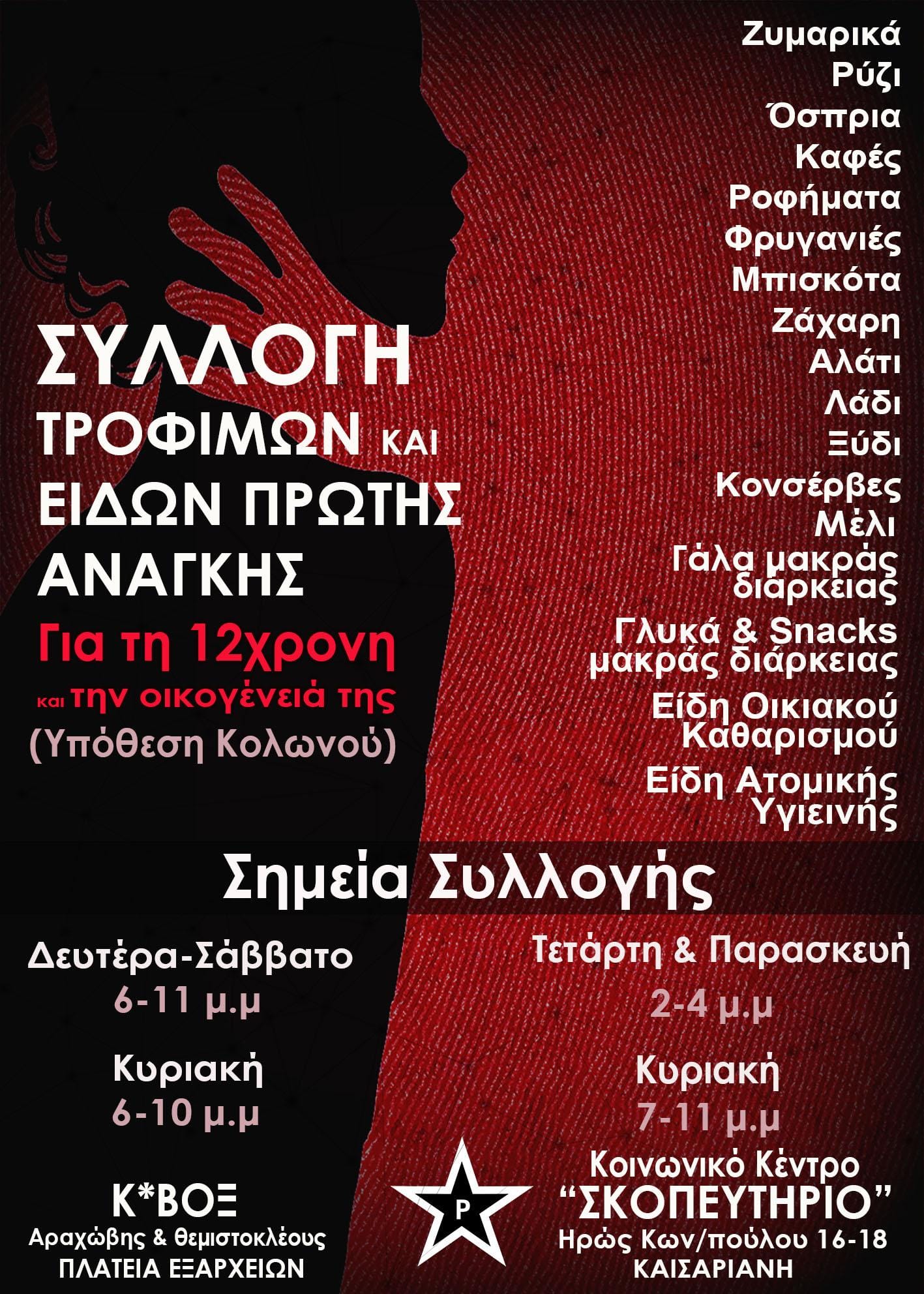 Ρουβίκωνας: Συλλογή τροφίμων και ειδών πρώτης ανάγκης