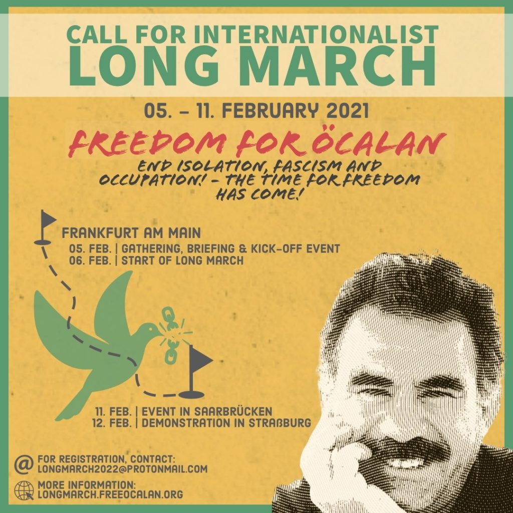 Διεθνές κάλεσμα για τη μεγάλη πορεία του 2022 υπέρ της απελευθέρωσης του Αμπντουλάχ Οτζαλάν