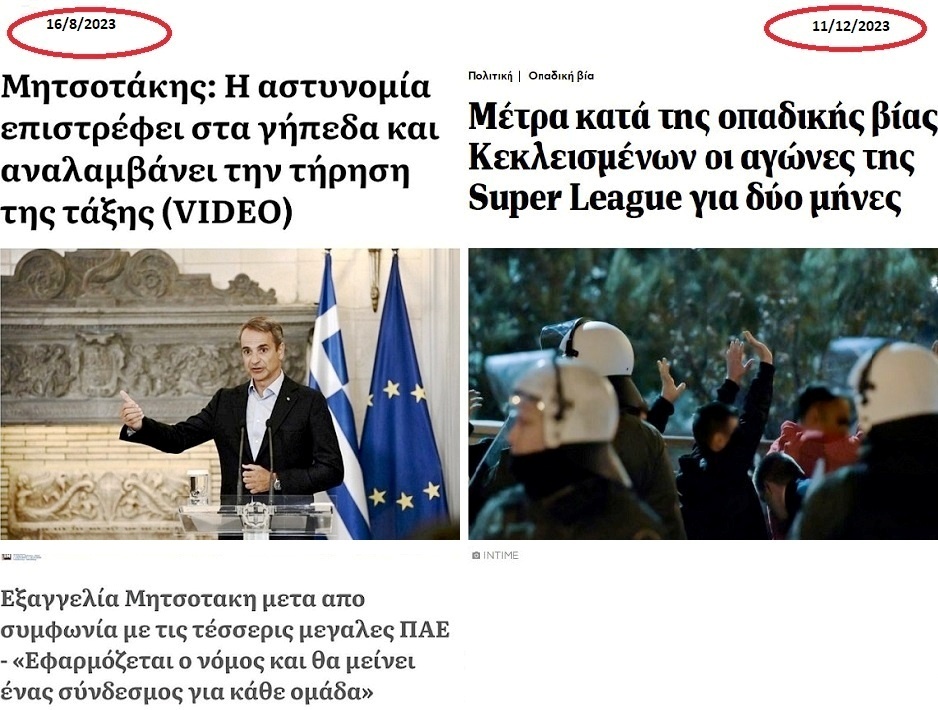 μέτρα οπαδική βία Επικοινωνιακές φούσκες εναντίον πραγματικότητας